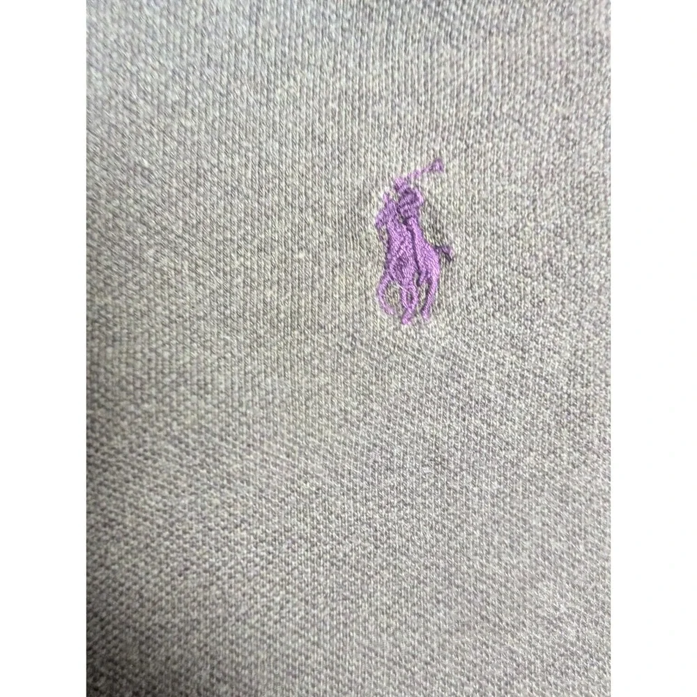 Polo Ralph Lauren Men's Large Olive Green Long Sleeve Polo Shirt Purple Pony